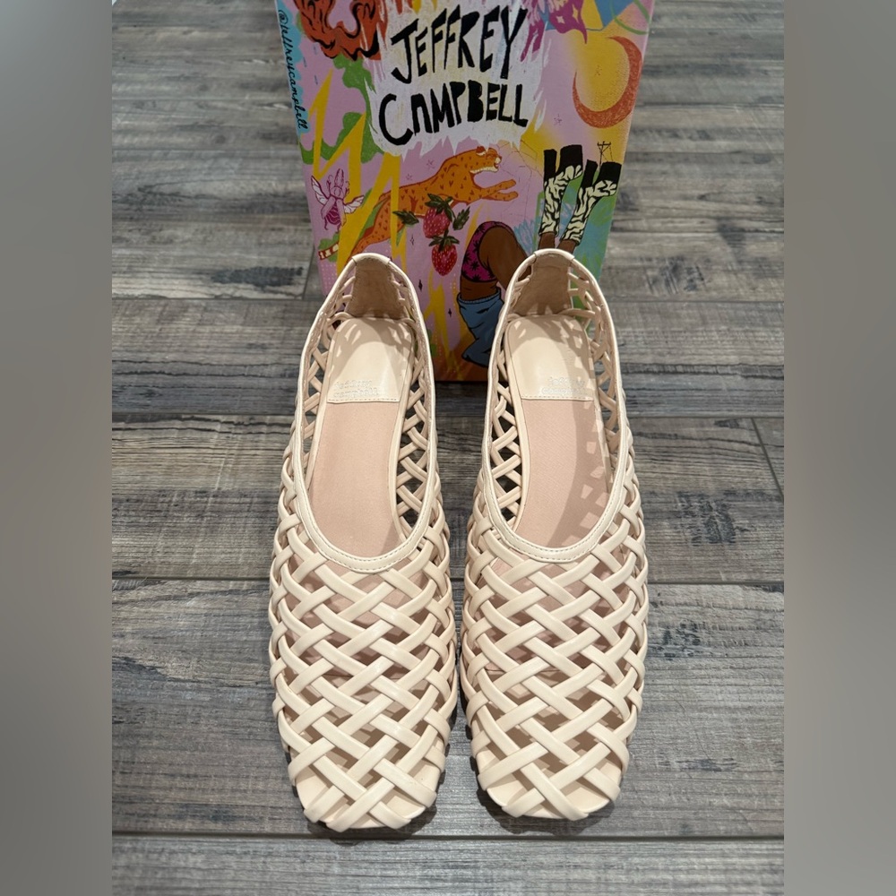 Jeffrey Campbell Encaged Lattice Beige Woven kitten heel pumps 11 - Picture 2 of 10